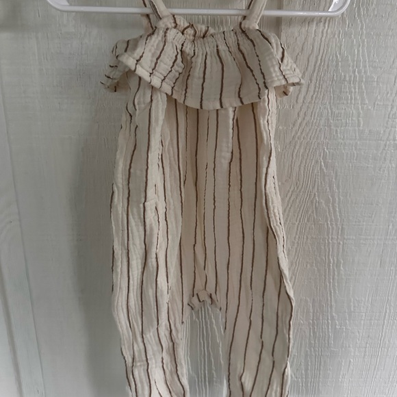 Grayson Collective Striped Cream & Brown Sleeveless Kids Romper 100% Cotton - Picture 3 of 3